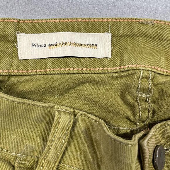 Pilcro and the Letterpress Jeans Womens 32 Olive Green Stet Straight Stretch - Picture 2 of 14